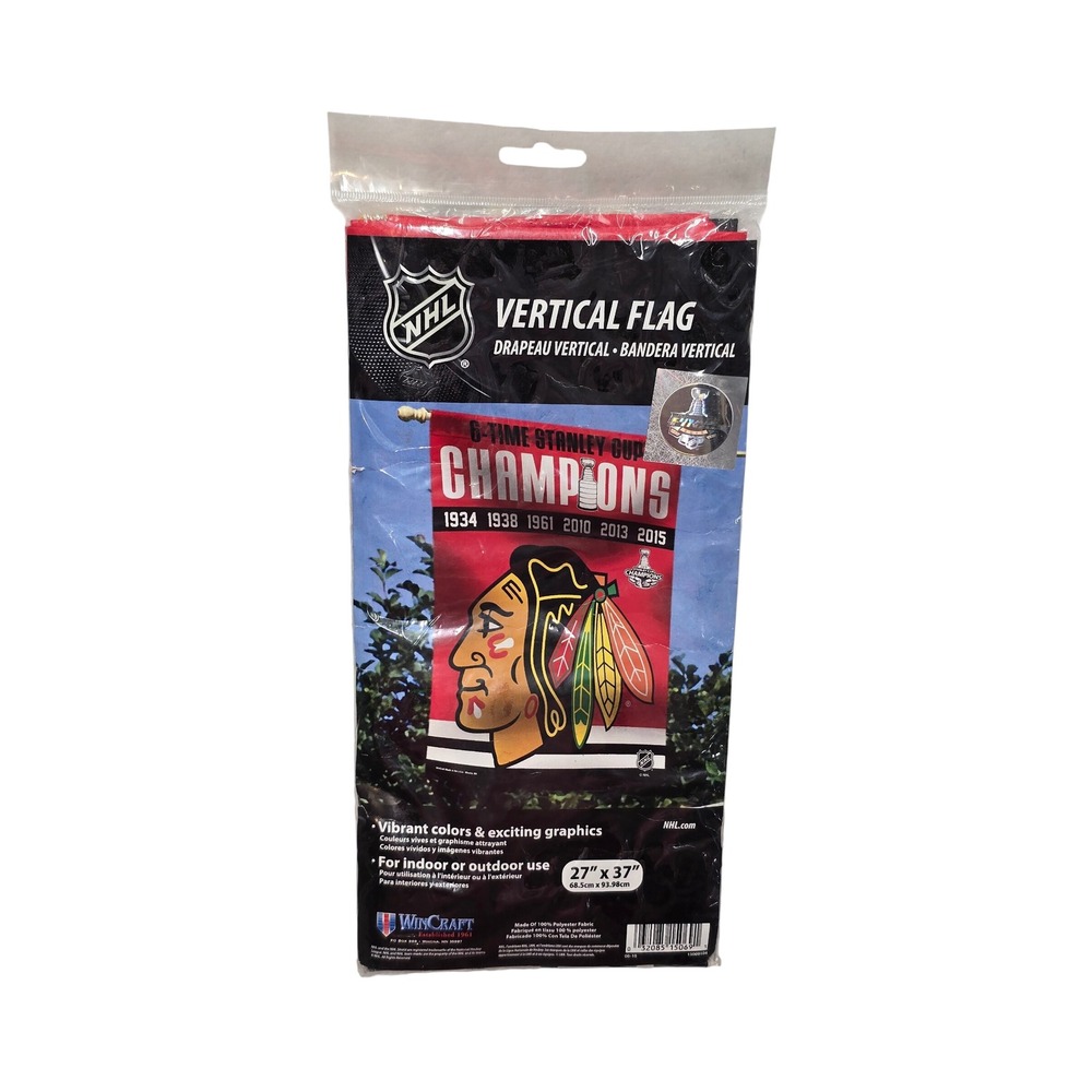WinCraft NHL Chicago Blackhawks Stanley Cup Champions Vertical Flag 27x37 Red